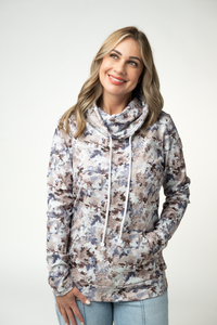 Soft Funnel Neck - Neutral Leaves-clothing-Villari Chic, women's online fashion boutique in Severna, Maryland