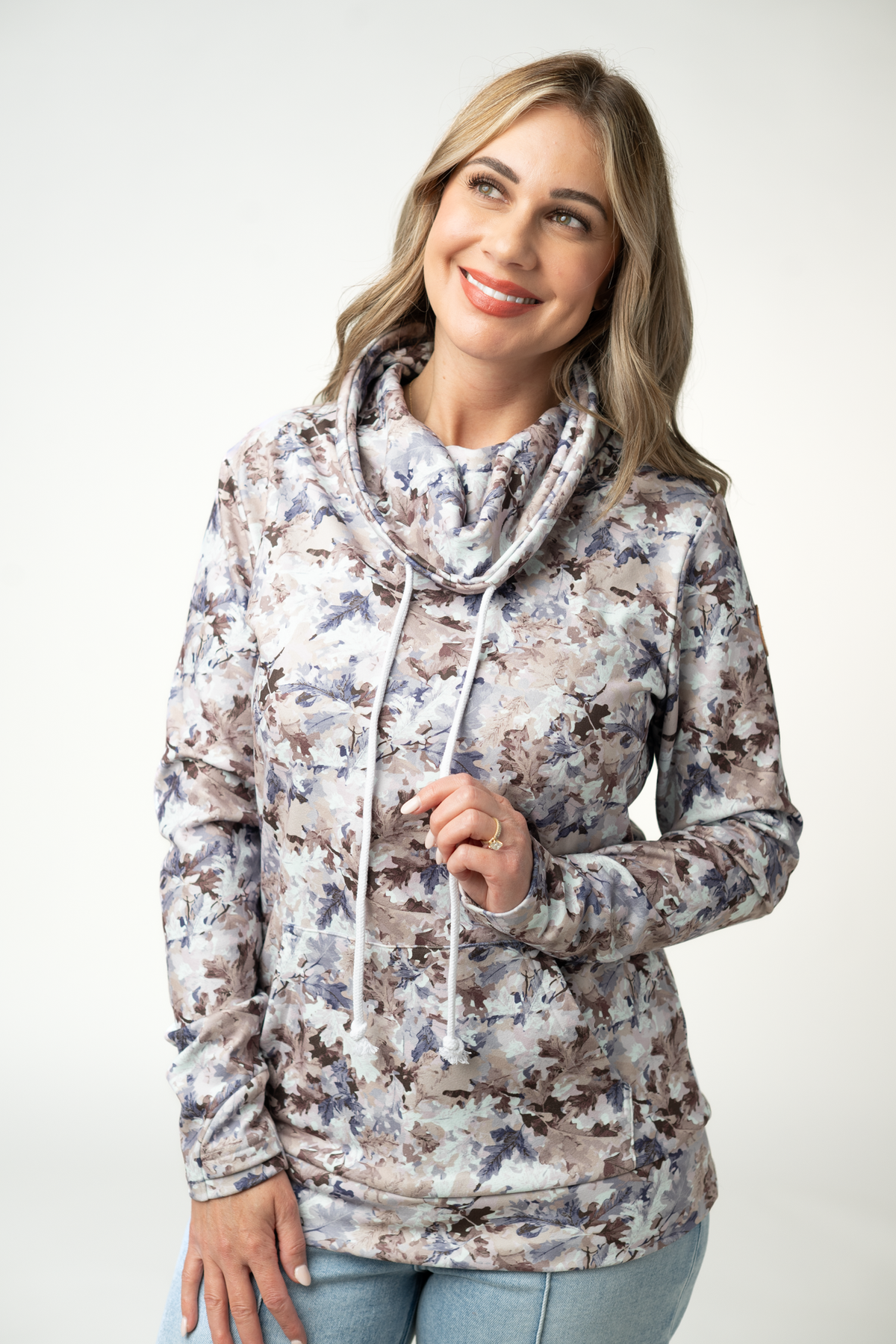 Soft Funnel Neck - Neutral Leaves-clothing-Villari Chic, women's online fashion boutique in Severna, Maryland