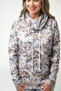 Soft Funnel Neck - Neutral Leaves-clothing-Villari Chic, women's online fashion boutique in Severna, Maryland