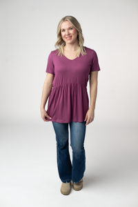Sarah Ruffle Short Sleeve - Mulberry-Tops-Villari Chic, women's online fashion boutique in Severna, Maryland
