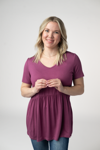 Sarah Ruffle Short Sleeve - Mulberry-Tops-Villari Chic, women's online fashion boutique in Severna, Maryland