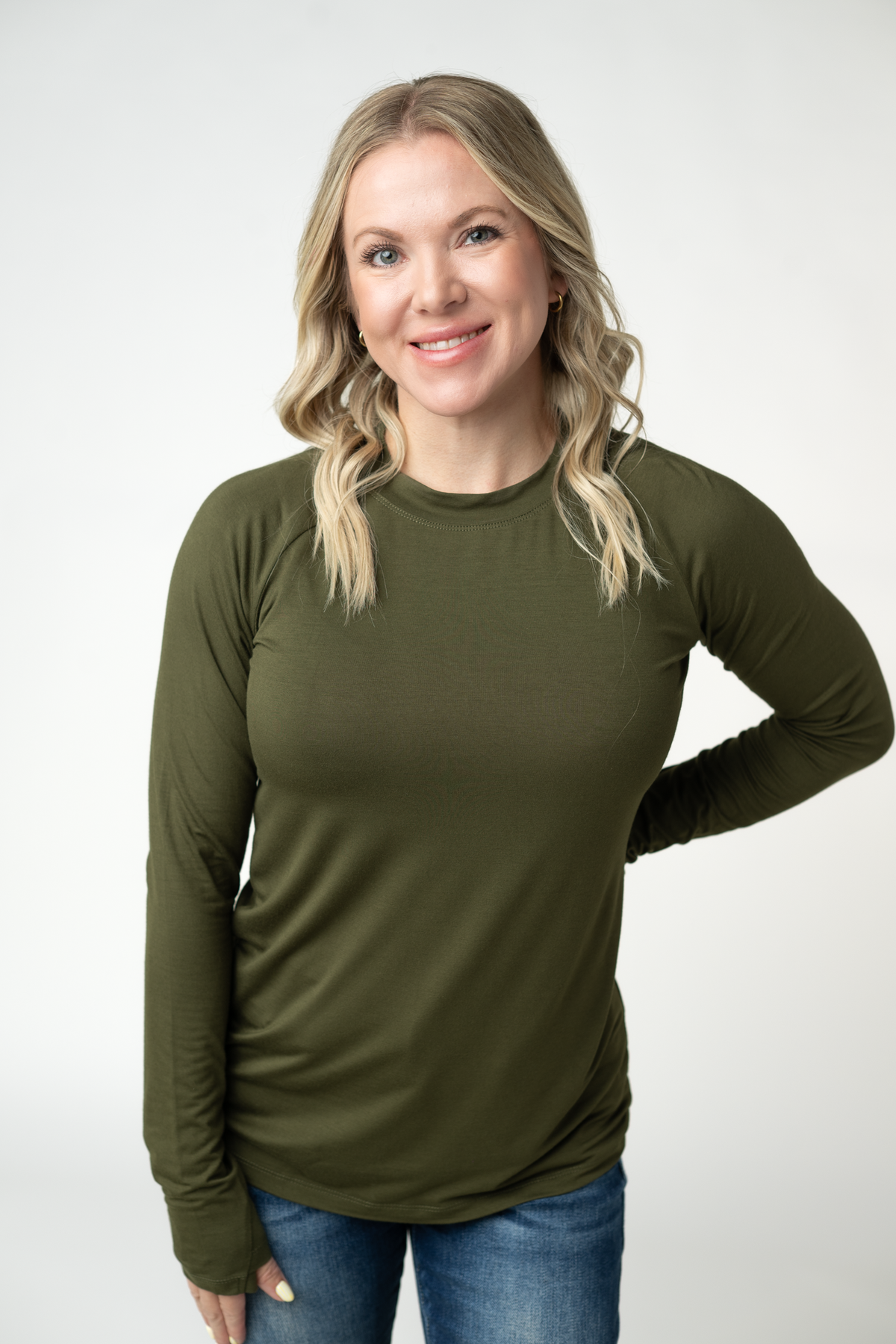 Blair Long Sleeve Top - Dark Olive-Tops-Villari Chic, women's online fashion boutique in Severna, Maryland