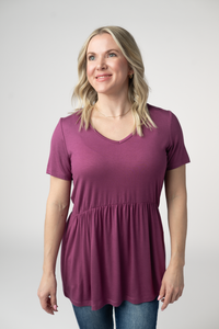 Sarah Ruffle Short Sleeve - Mulberry-Tops-Villari Chic, women's online fashion boutique in Severna, Maryland