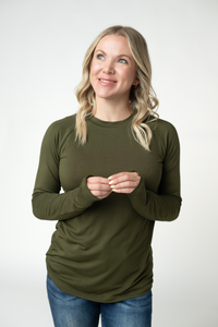 Blair Long Sleeve Top - Dark Olive-Tops-Villari Chic, women's online fashion boutique in Severna, Maryland
