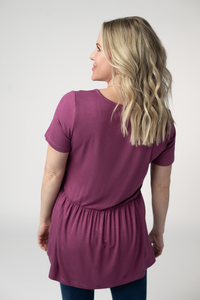 Sarah Ruffle Short Sleeve - Mulberry-Tops-Villari Chic, women's online fashion boutique in Severna, Maryland