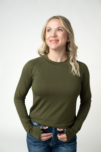 Blair Long Sleeve Top - Dark Olive-Tops-Villari Chic, women's online fashion boutique in Severna, Maryland