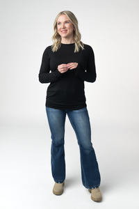 Blair Long Sleeve Top - Black-Tops-Villari Chic, women's online fashion boutique in Severna, Maryland