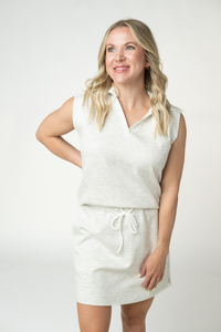 Luxe Collar Tank/Skort Set - Heathered Neutral-Sets-Villari Chic, women's online fashion boutique in Severna, Maryland