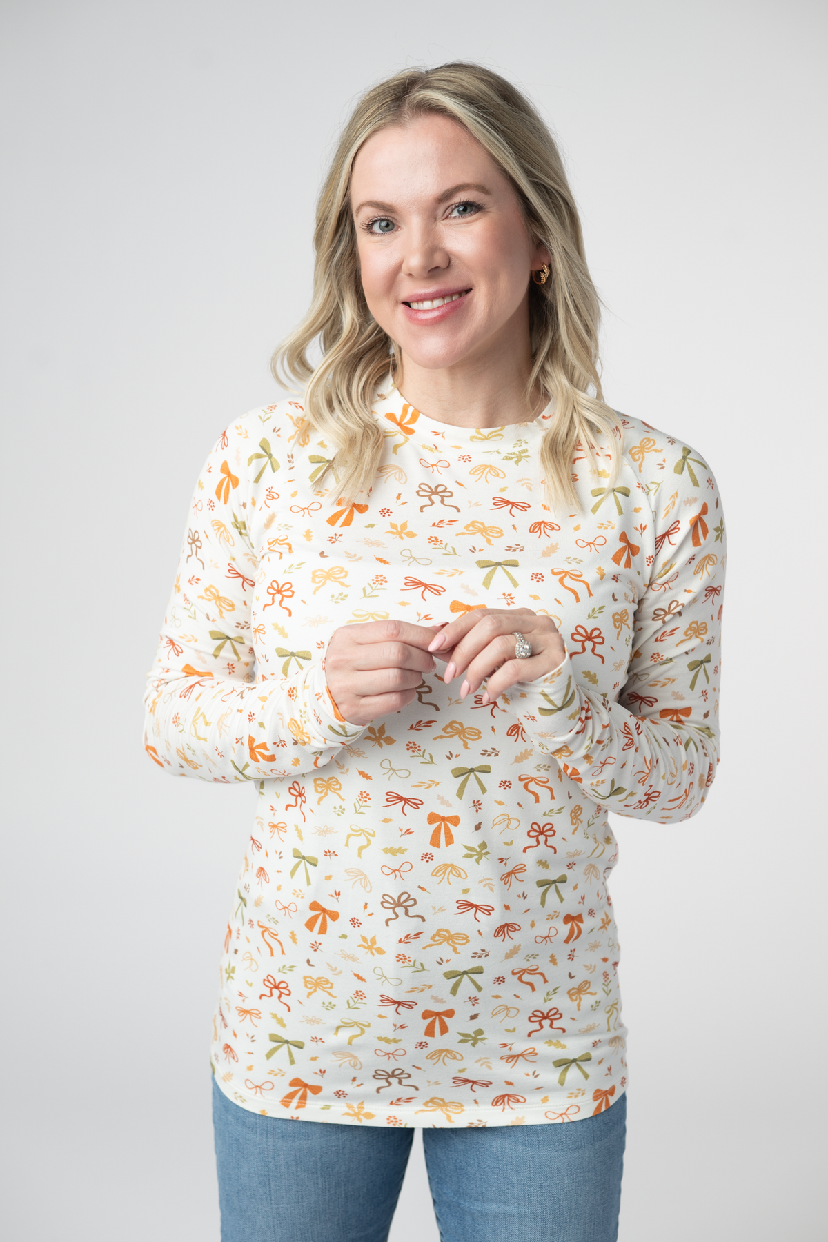 Blair Long Sleeve Top - Harvest Bows-Tops-Villari Chic, women's online fashion boutique in Severna, Maryland