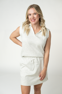 Luxe Collar Tank/Skort Set - Heathered Neutral-Sets-Villari Chic, women's online fashion boutique in Severna, Maryland