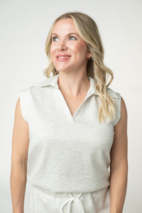 Luxe Collar Tank/Skort Set - Heathered Neutral-Sets-Villari Chic, women's online fashion boutique in Severna, Maryland