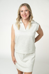Luxe Collar Tank/Skort Set - Heathered Neutral-Sets-Villari Chic, women's online fashion boutique in Severna, Maryland