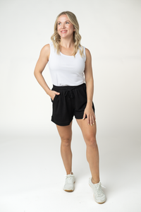 Weslie Waffle Shorts - Black-shorts-Villari Chic, women's online fashion boutique in Severna, Maryland