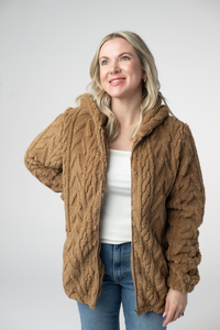 Fuzzy Sherpa Fullzip Hoodie - Maple-Hoodie-Villari Chic, women's online fashion boutique in Severna, Maryland