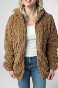 Fuzzy Sherpa Fullzip Hoodie - Maple-Hoodie-Villari Chic, women's online fashion boutique in Severna, Maryland