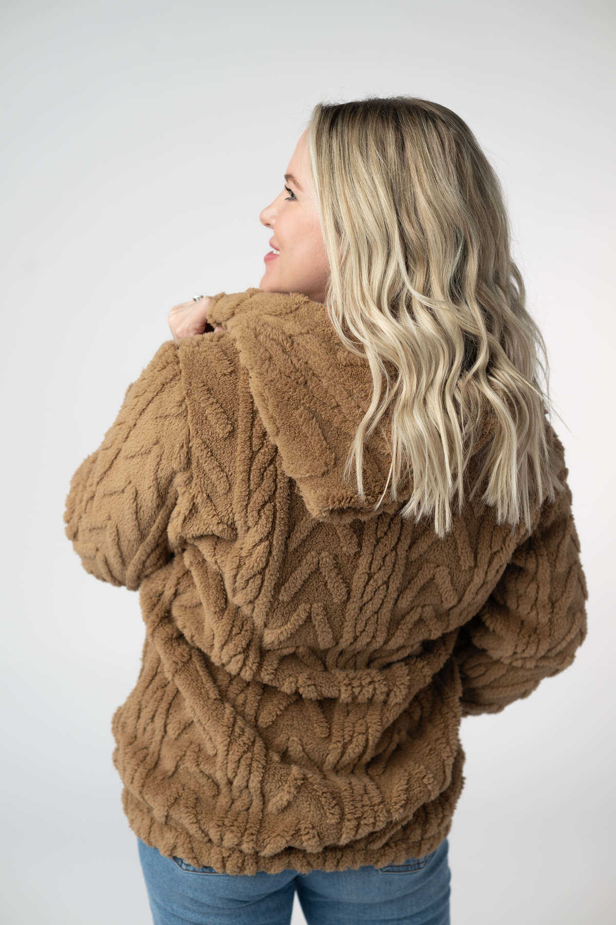 Fuzzy Sherpa Fullzip Hoodie - Maple-Hoodie-Villari Chic, women's online fashion boutique in Severna, Maryland