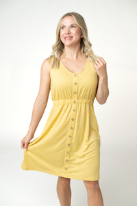 Beverly Button Dress - Yellow-dress-Villari Chic, women's online fashion boutique in Severna, Maryland