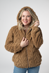 Fuzzy Sherpa Fullzip Hoodie - Maple-Hoodie-Villari Chic, women's online fashion boutique in Severna, Maryland