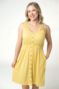 Beverly Button Dress - Yellow-dress-Villari Chic, women's online fashion boutique in Severna, Maryland