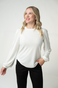 Miranda Dot Top - White-Tops-Villari Chic, women's online fashion boutique in Severna, Maryland