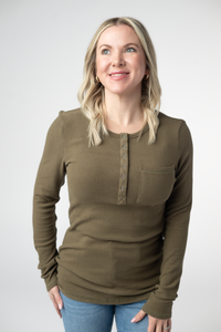 Georgia Long Sleeve Top - Olive-Tops-Villari Chic, women's online fashion boutique in Severna, Maryland