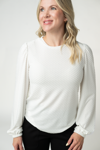 Miranda Dot Top - White-Tops-Villari Chic, women's online fashion boutique in Severna, Maryland