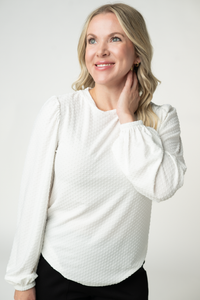 Miranda Dot Top - White-Tops-Villari Chic, women's online fashion boutique in Severna, Maryland
