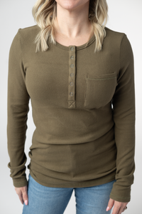 Georgia Long Sleeve Top - Olive-Tops-Villari Chic, women's online fashion boutique in Severna, Maryland