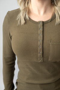 Georgia Long Sleeve Top - Olive-Tops-Villari Chic, women's online fashion boutique in Severna, Maryland