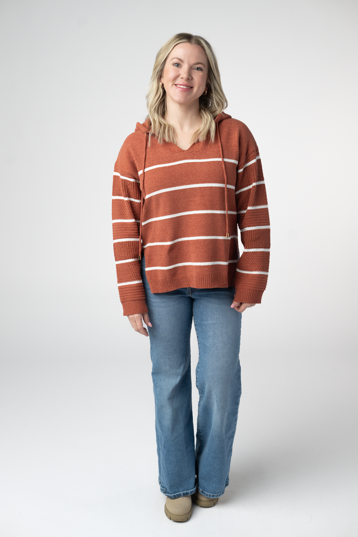 Maddie Striped Hoodie - Pumpkin Spice-sweater-Villari Chic, women's online fashion boutique in Severna, Maryland