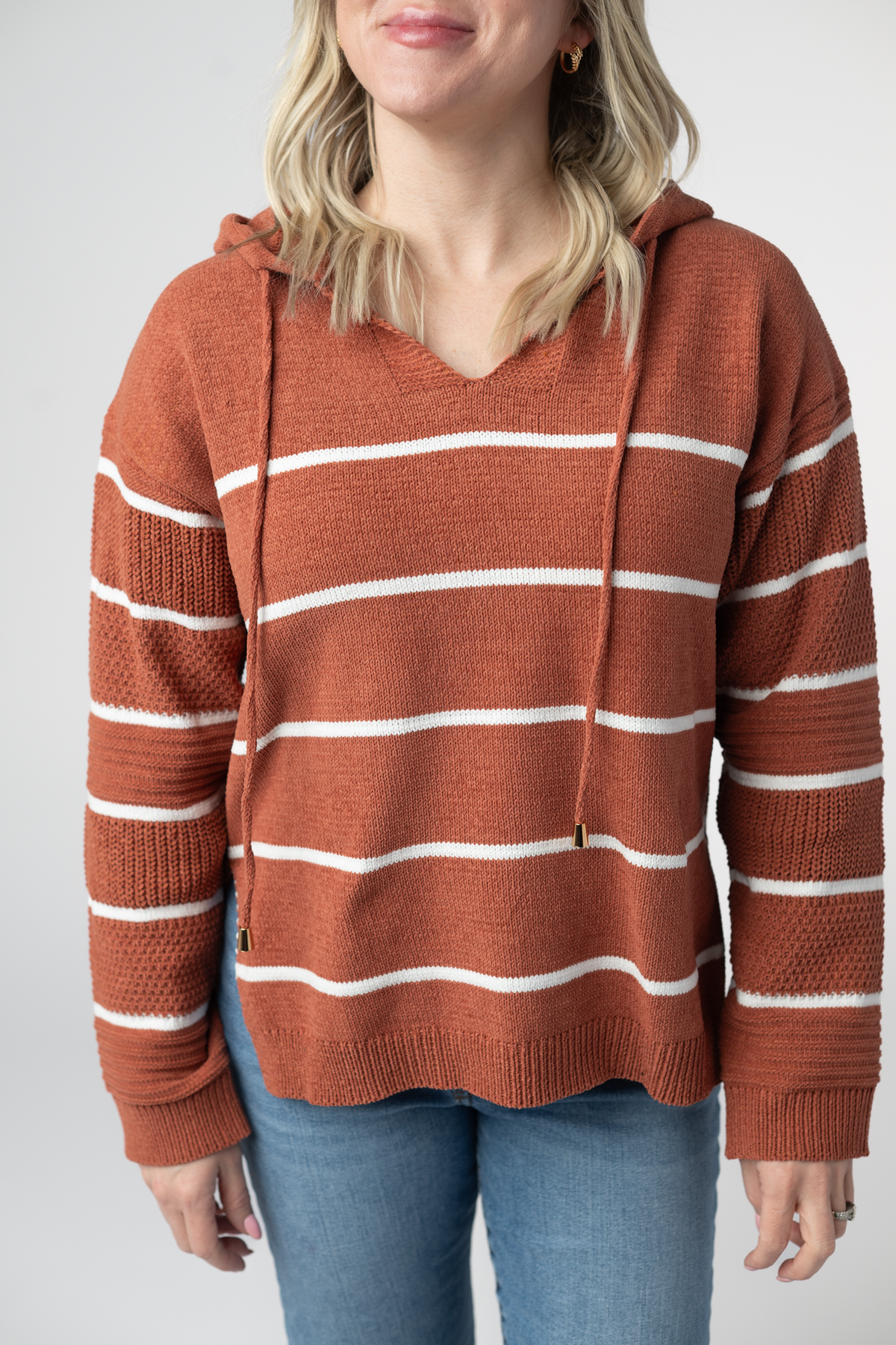 Maddie Striped Hoodie - Pumpkin Spice-sweater-Villari Chic, women's online fashion boutique in Severna, Maryland