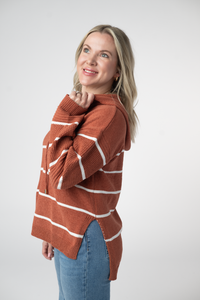Maddie Striped Hoodie - Pumpkin Spice-sweater-Villari Chic, women's online fashion boutique in Severna, Maryland