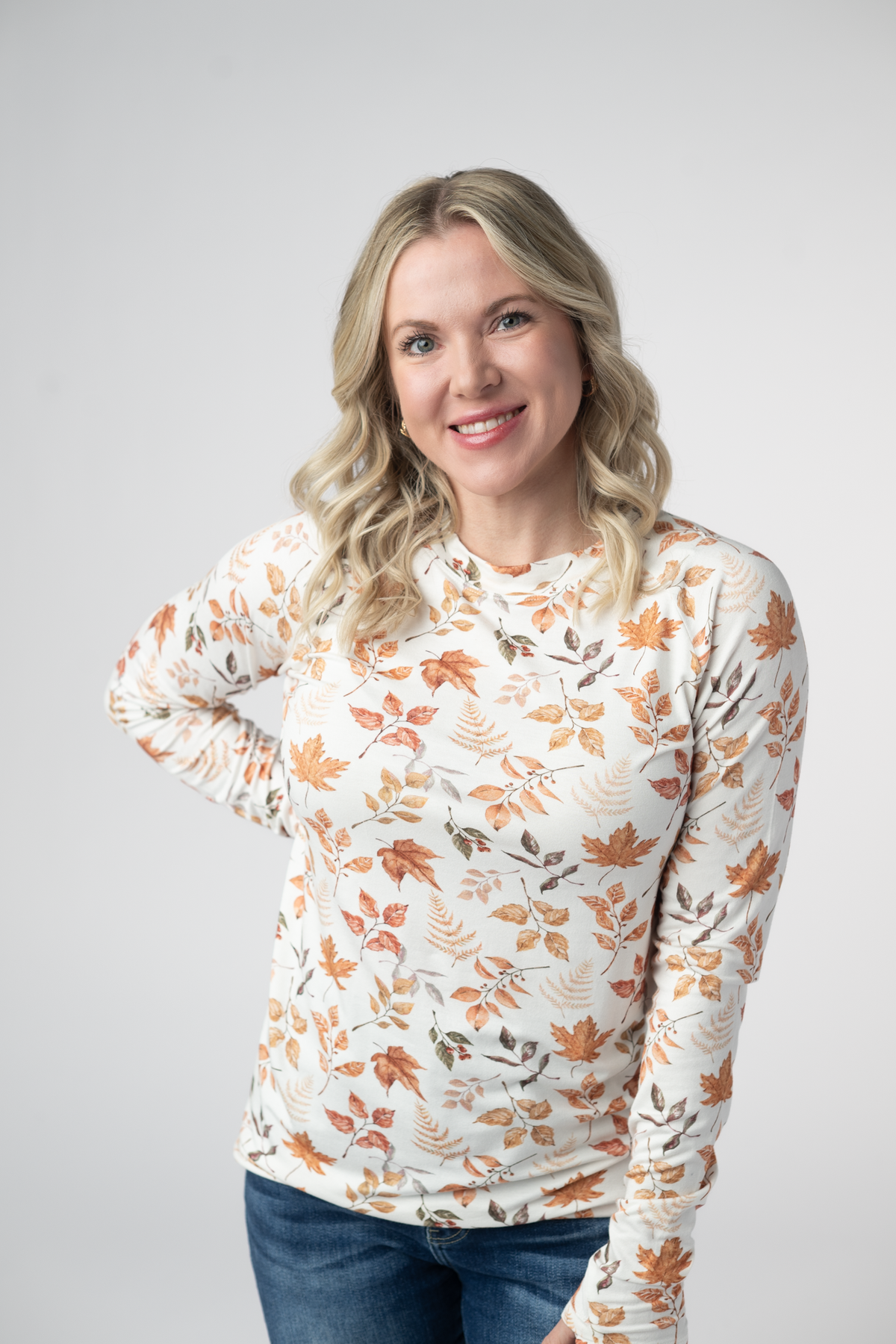 Blair Long Sleeve Top - Harvest Leaves-Tops-Villari Chic, women's online fashion boutique in Severna, Maryland
