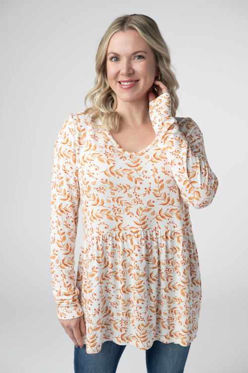 Long Sleeve Sarah Ruffle Top - Autumn Vines-Tops-Villari Chic, women's online fashion boutique in Severna, Maryland