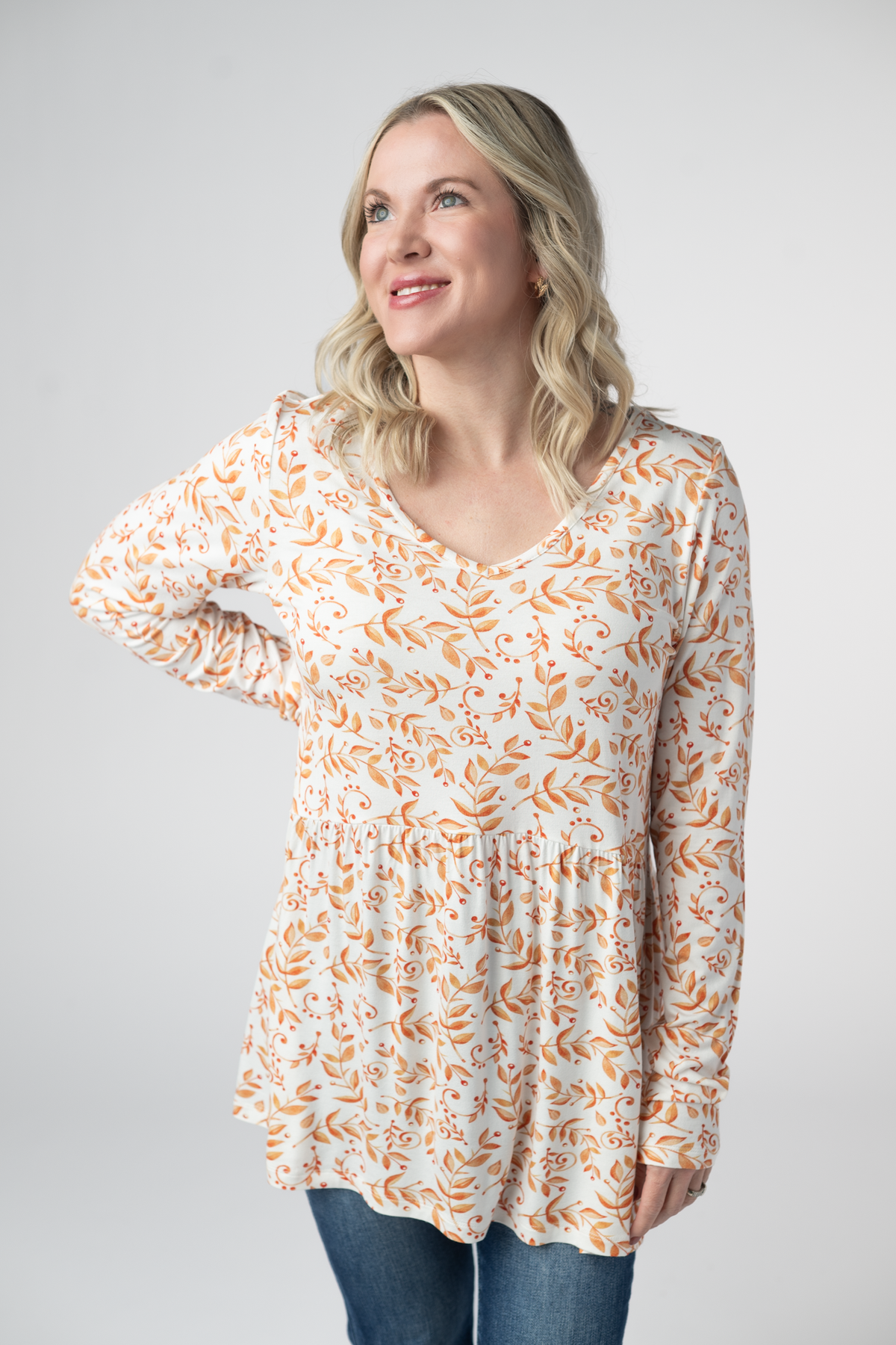 Long Sleeve Sarah Ruffle Top - Autumn Vines-Tops-Villari Chic, women's online fashion boutique in Severna, Maryland