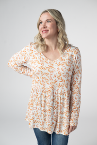 Long Sleeve Sarah Ruffle Top - Autumn Vines-Tops-Villari Chic, women's online fashion boutique in Severna, Maryland