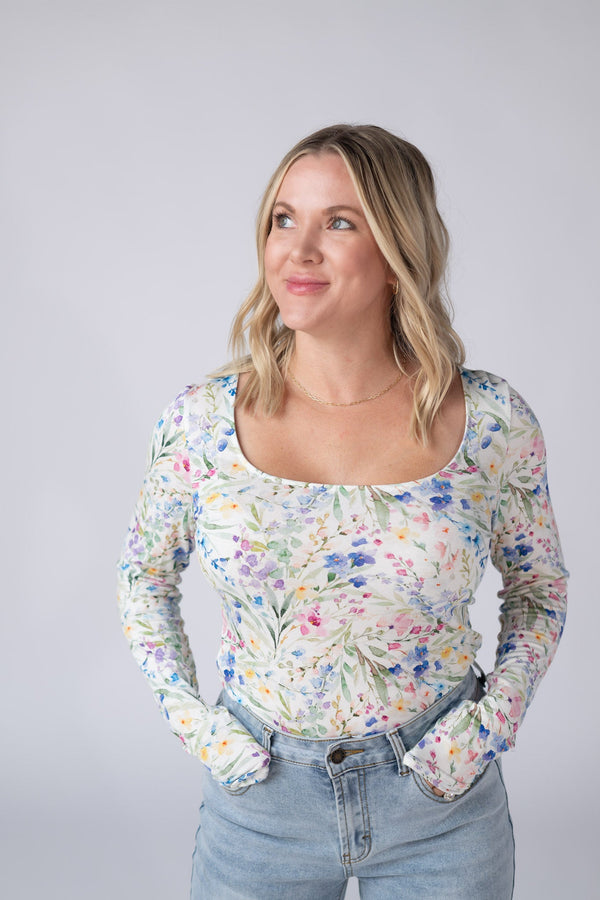 Alyssa Long Sleeve Top - Cottage Floral-Tops-Villari Chic, women's online fashion boutique in Severna, Maryland