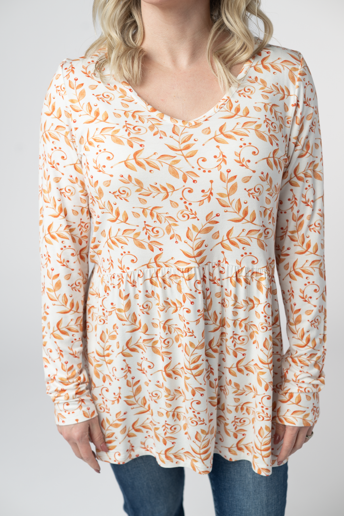 Long Sleeve Sarah Ruffle Top - Autumn Vines-Tops-Villari Chic, women's online fashion boutique in Severna, Maryland