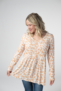 Long Sleeve Sarah Ruffle Top - Autumn Vines-Tops-Villari Chic, women's online fashion boutique in Severna, Maryland