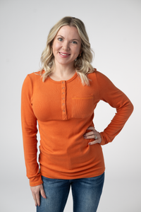 Georgia Long Sleeve Top - Pumpkin Spice-Tops-Villari Chic, women's online fashion boutique in Severna, Maryland