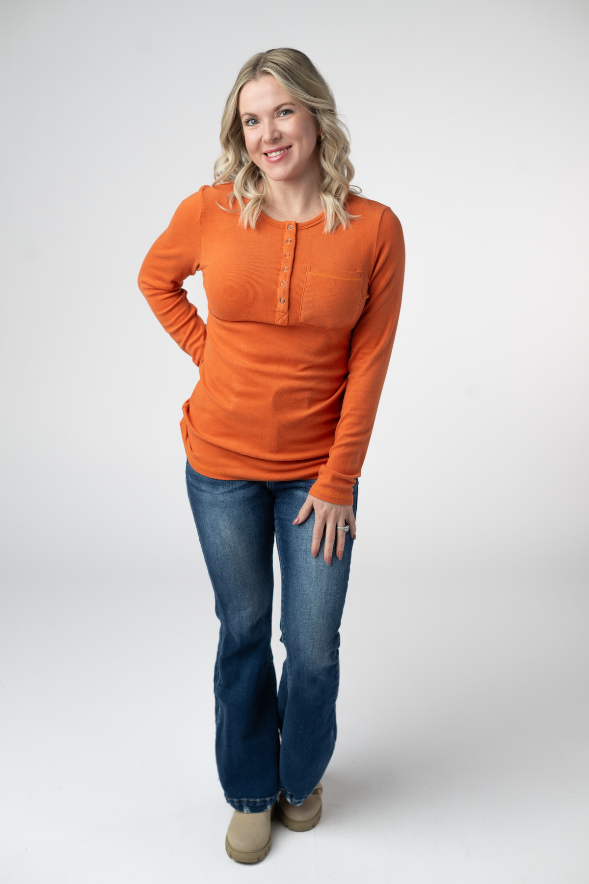Georgia Long Sleeve Top - Pumpkin Spice-Tops-Villari Chic, women's online fashion boutique in Severna, Maryland