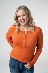 Georgia Long Sleeve Top - Pumpkin Spice-Tops-Villari Chic, women's online fashion boutique in Severna, Maryland