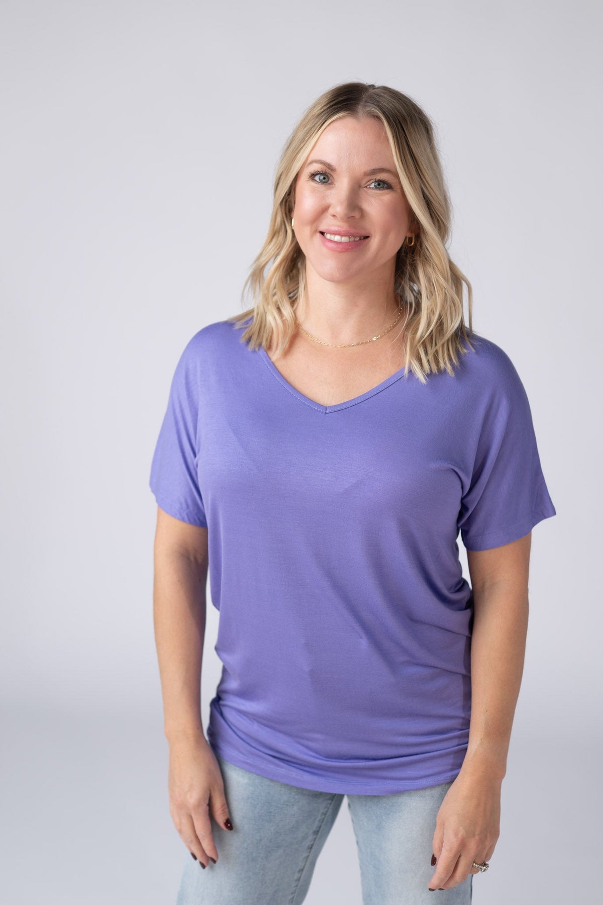 Chloe Cozy Tee - Periwinkle Purple-Tops-Villari Chic, women's online fashion boutique in Severna, Maryland