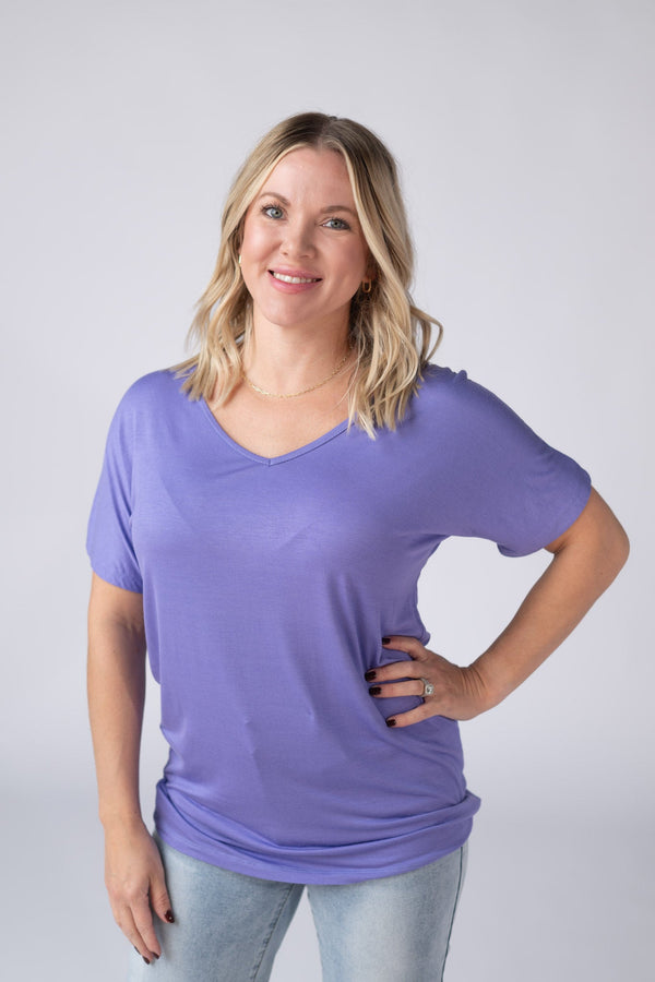 Chloe Cozy Tee - Periwinkle Purple-Tops-Villari Chic, women's online fashion boutique in Severna, Maryland