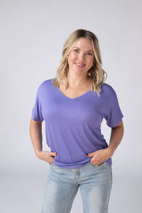 Chloe Cozy Tee - Periwinkle Purple-Tops-Villari Chic, women's online fashion boutique in Severna, Maryland