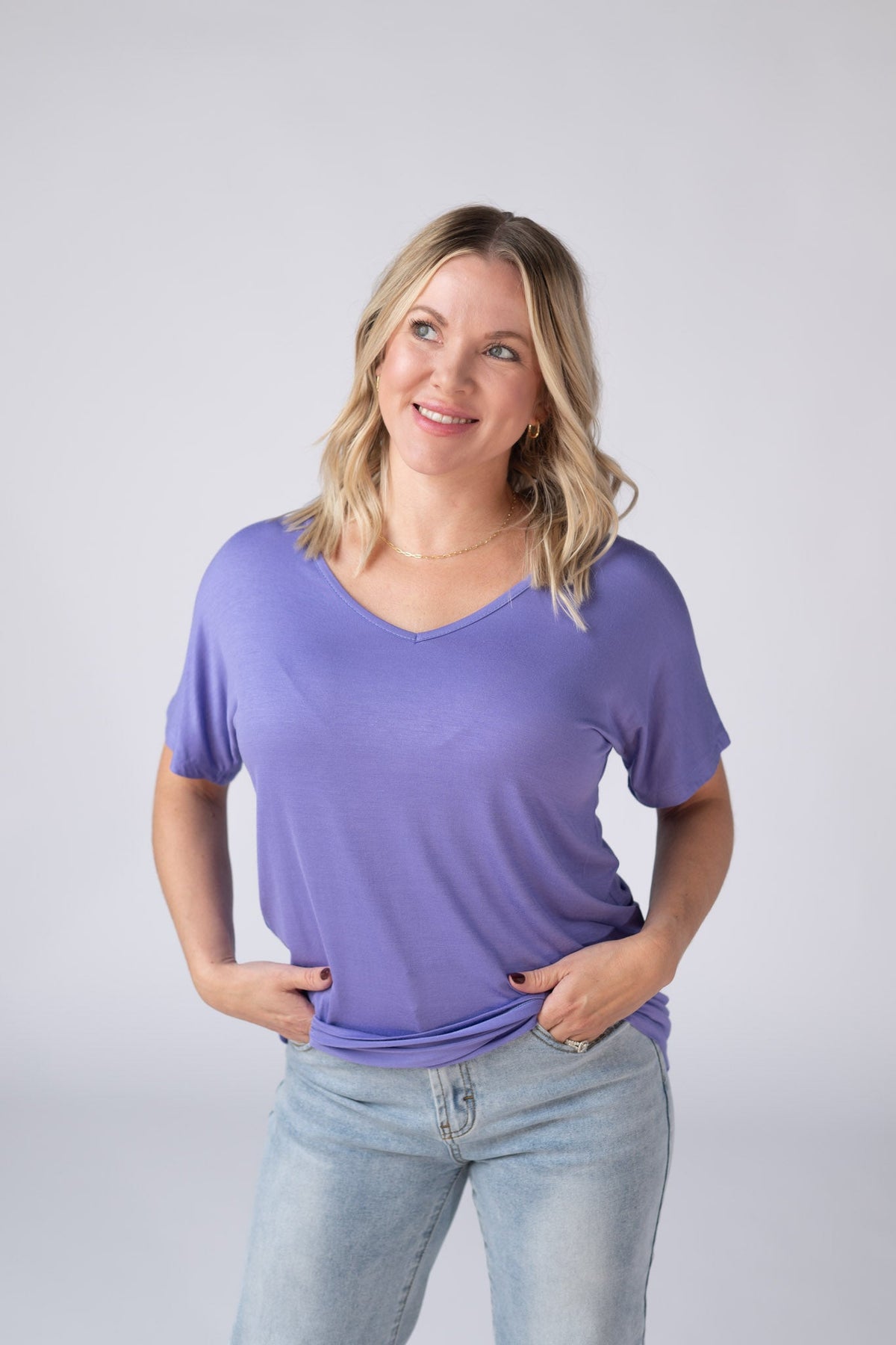Chloe Cozy Tee - Periwinkle Purple-Tops-Villari Chic, women's online fashion boutique in Severna, Maryland
