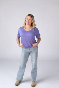 Chloe Cozy Tee - Periwinkle Purple-Tops-Villari Chic, women's online fashion boutique in Severna, Maryland