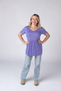 Sarah Ruffle Short Sleeve - Periwinkle Purple-Tops-Villari Chic, women's online fashion boutique in Severna, Maryland