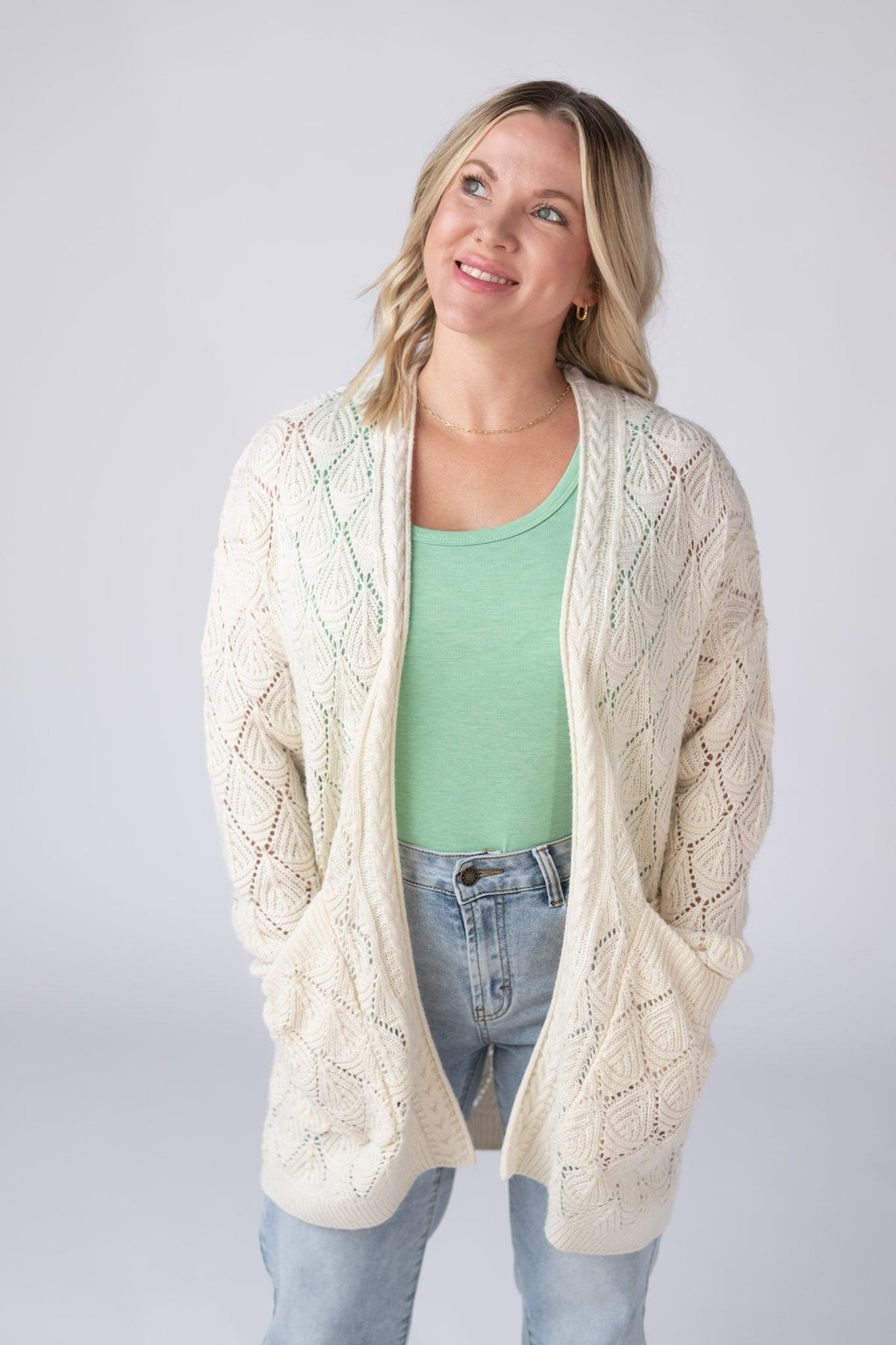 Open Knit Cardigan - Ivory-Cardigan-Villari Chic, women's online fashion boutique in Severna, Maryland
