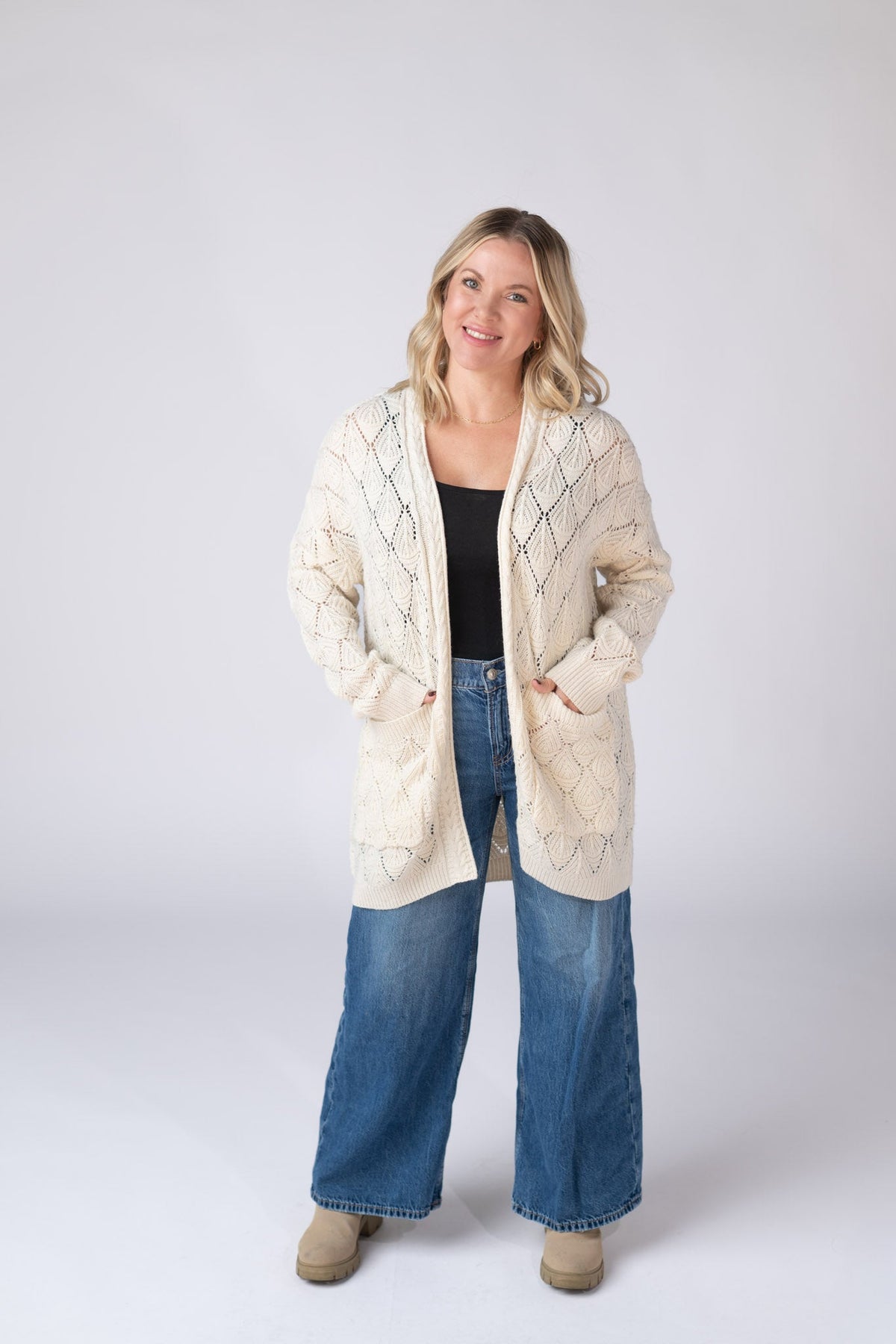 Open Knit Cardigan - Ivory-Cardigan-Villari Chic, women's online fashion boutique in Severna, Maryland